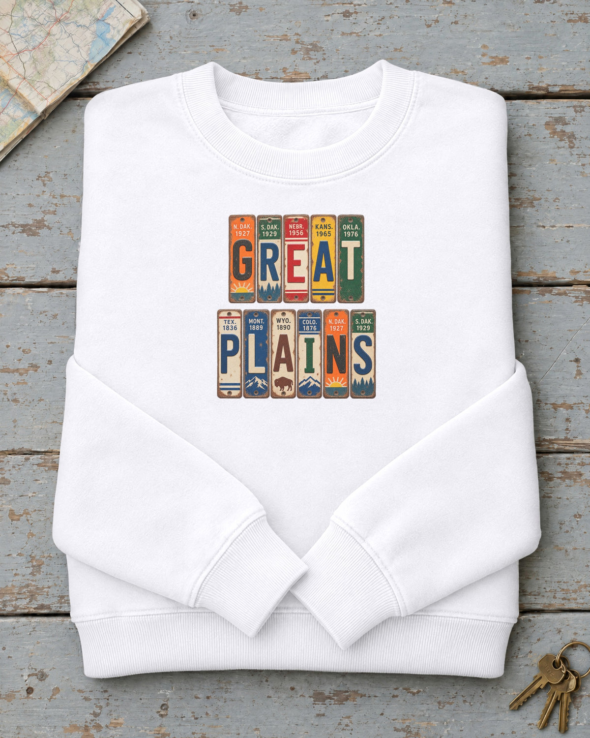 Great Plains vintage license plate sweatshirt in White