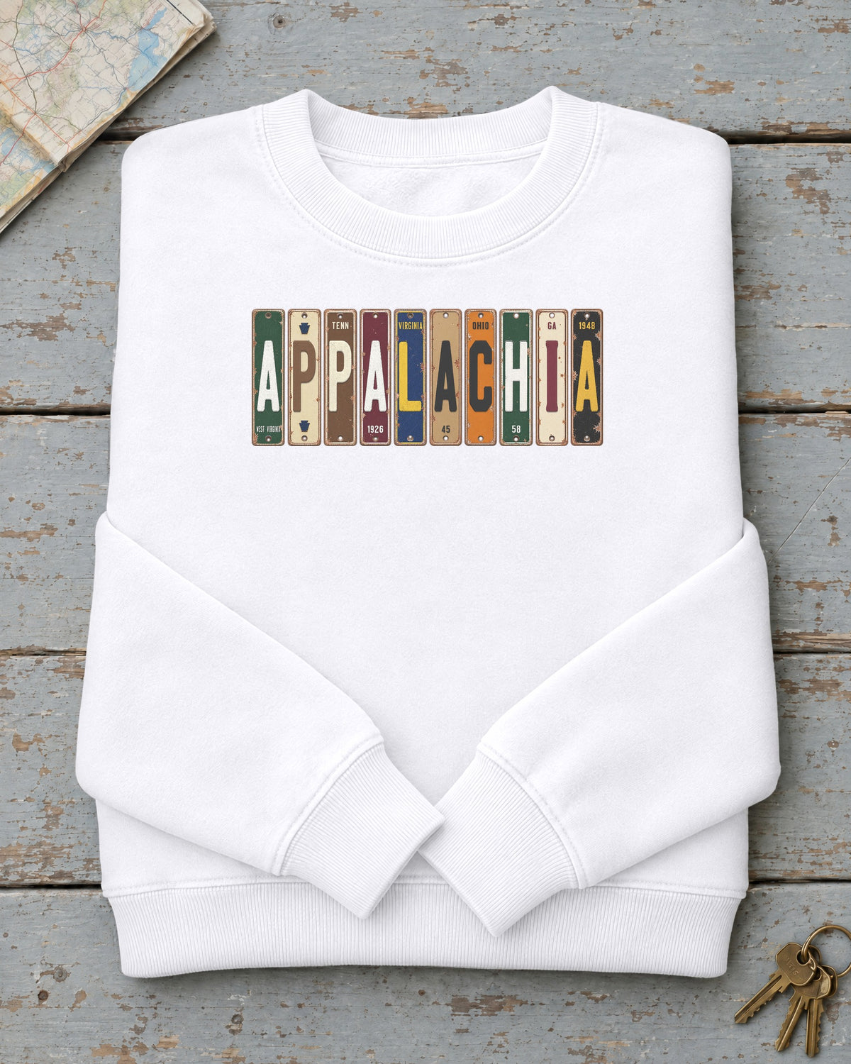 Appalachia vintage license plate sweatshirt in White