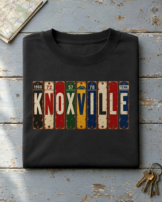 Knoxville, Tennessee vintage license plate t-shirt in Black