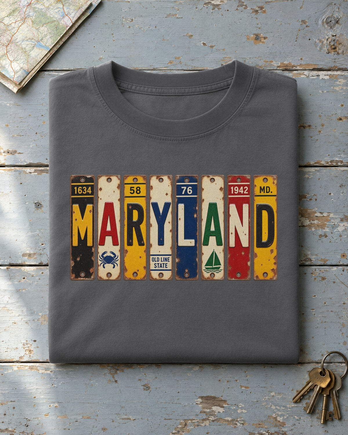 Maryland vintage license plate t-shirt in Pepper