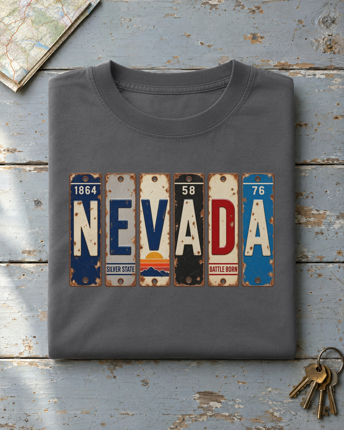 Nevada vintage license plate t-shirt in Pepper