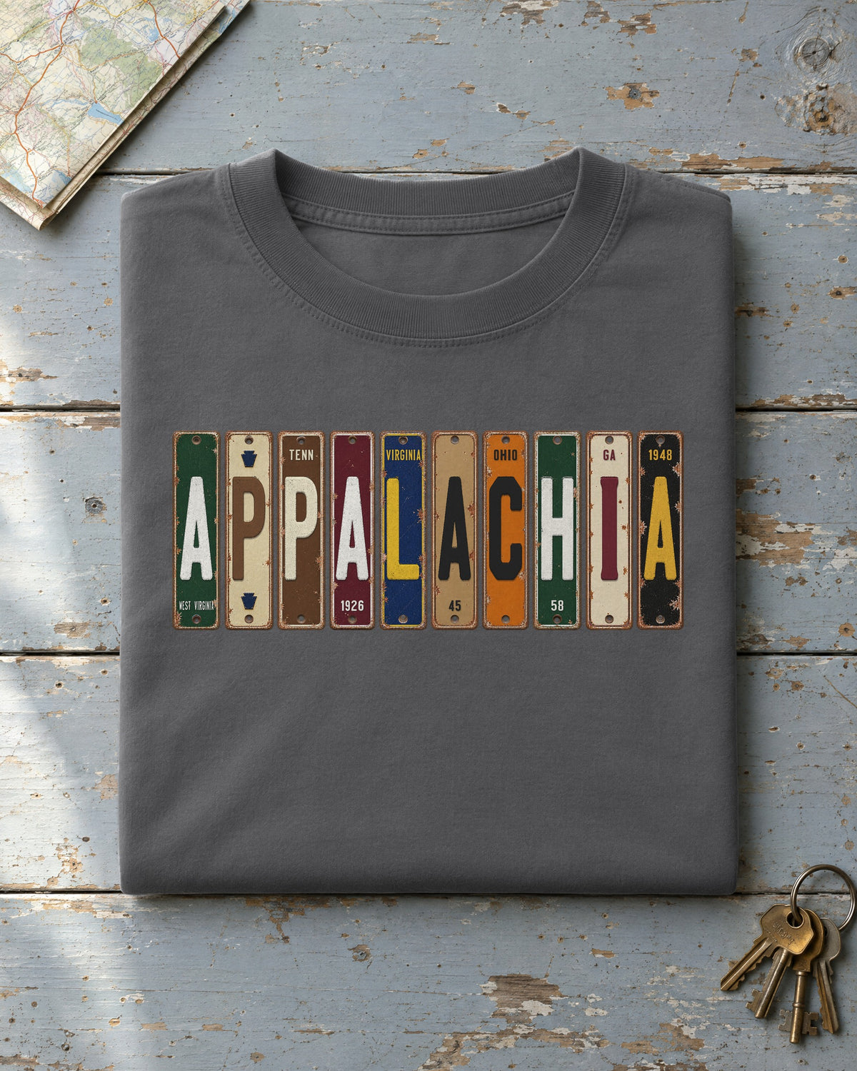 Appalachia vintage license plate t-shirt in Pepper