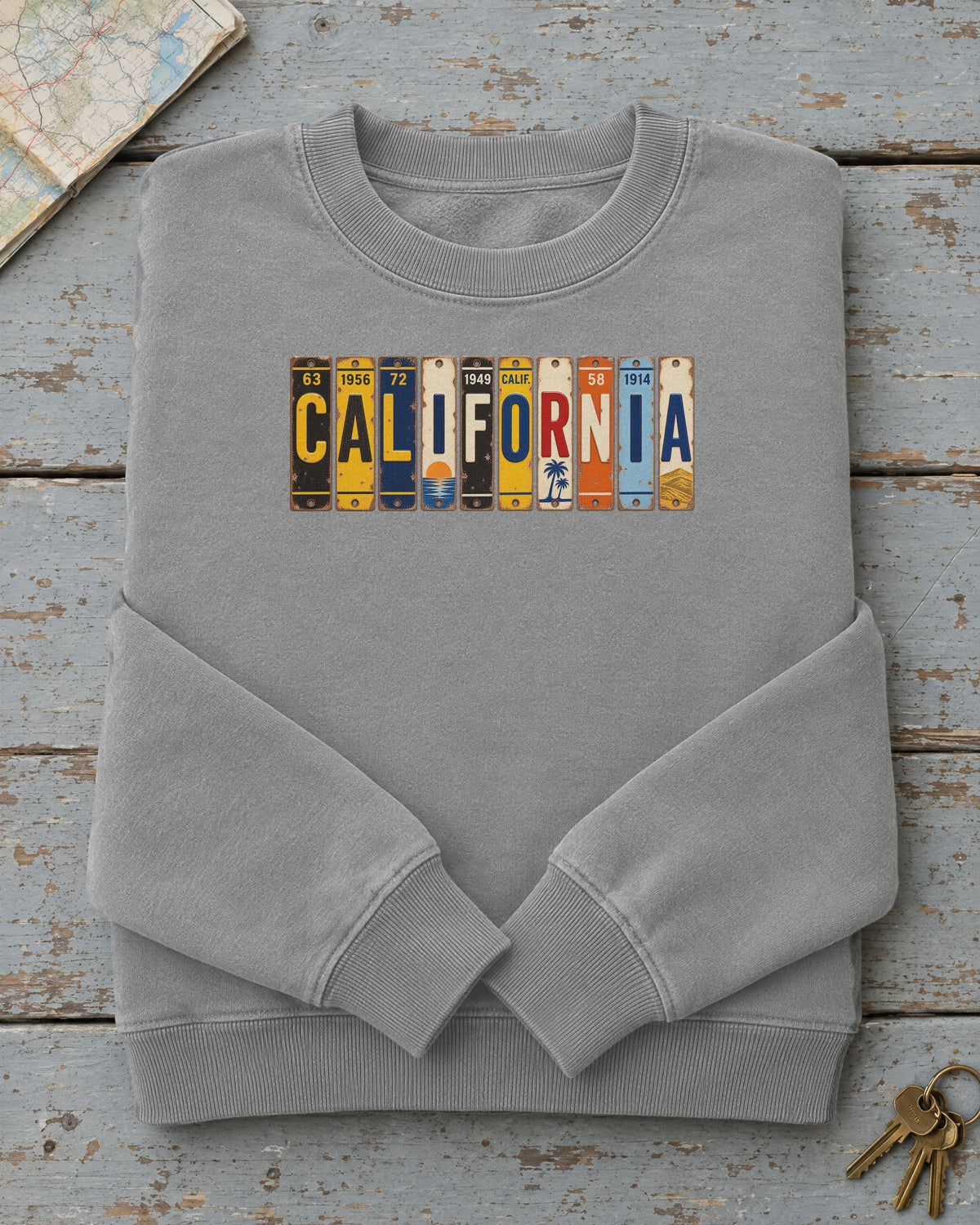 California vintage license plate sweatshirt in Grey