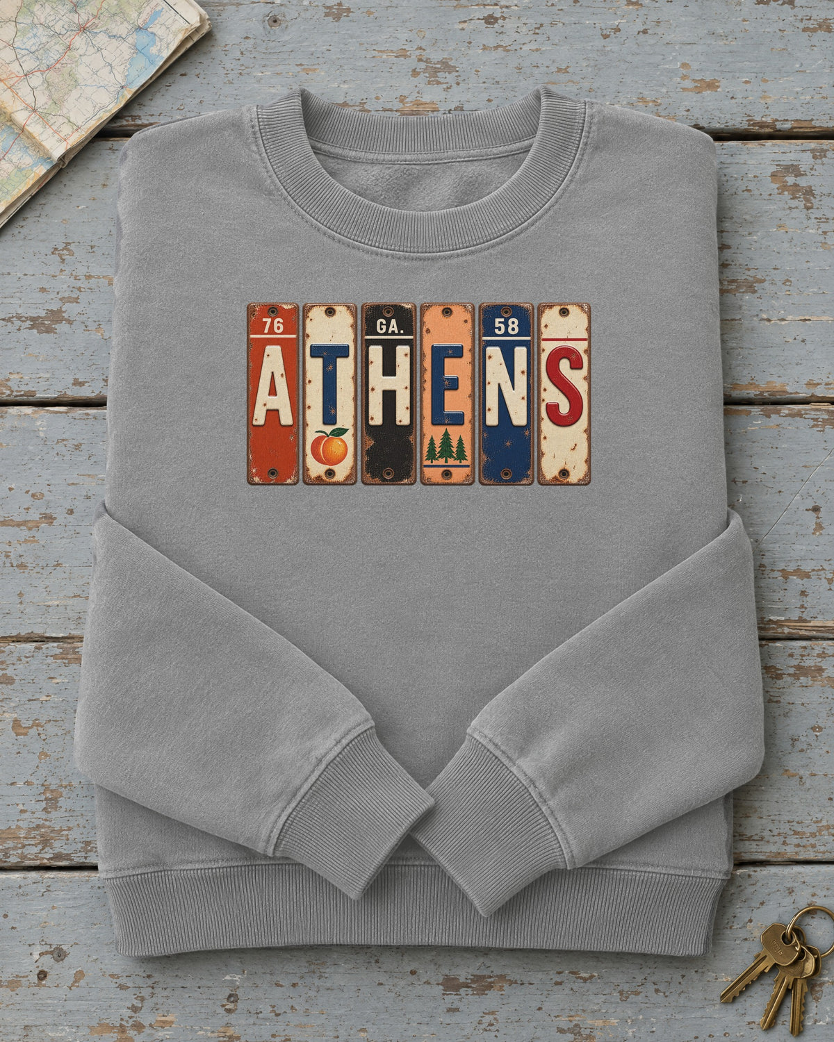 Athens, Georgia vintage license plate sweatshirt in Grey
