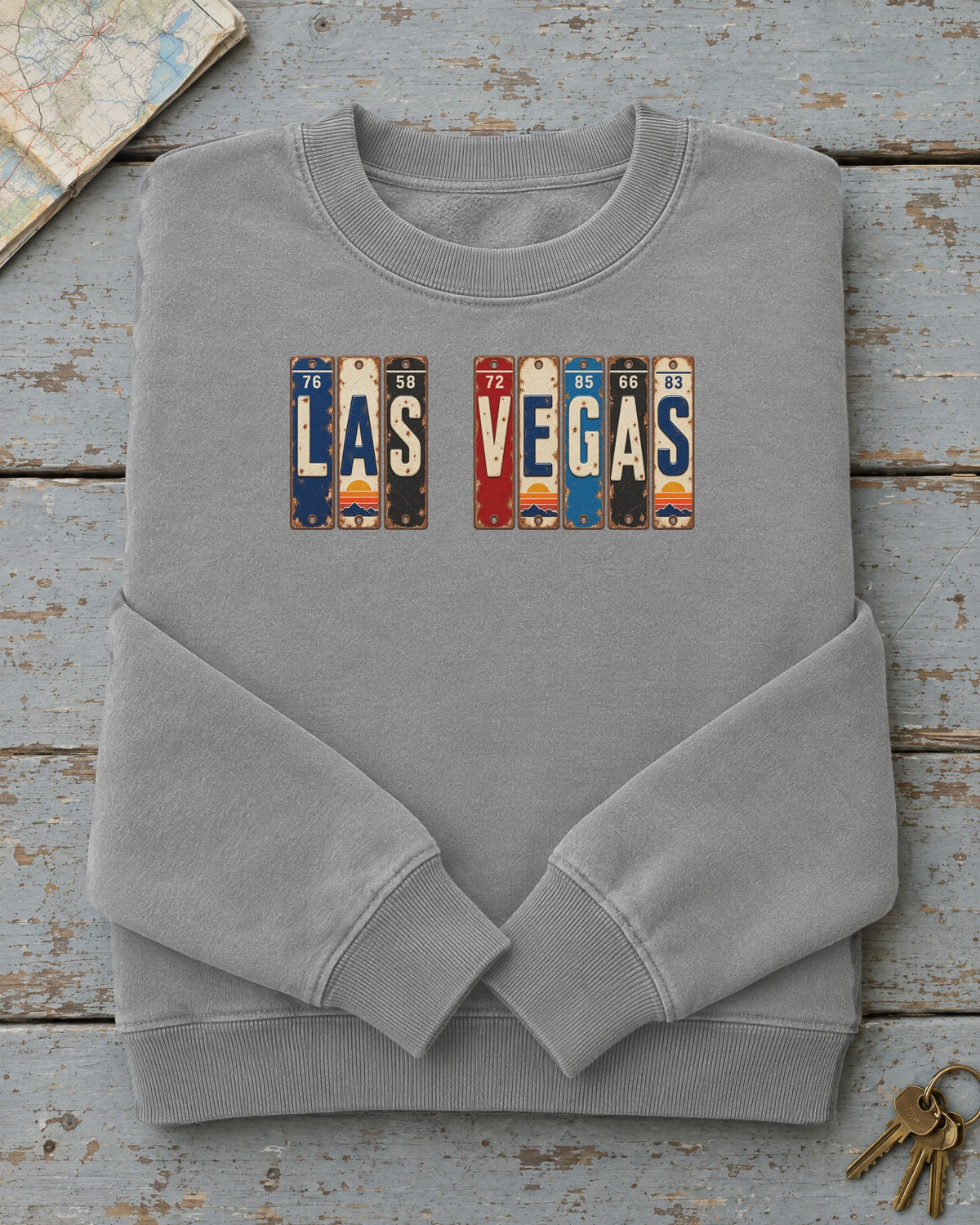 Las Vegas, Nevada vintage license plate sweatshirt in Grey