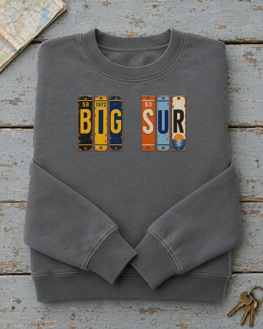 Big Sur, California vintage license plate sweatshirt in Pepper