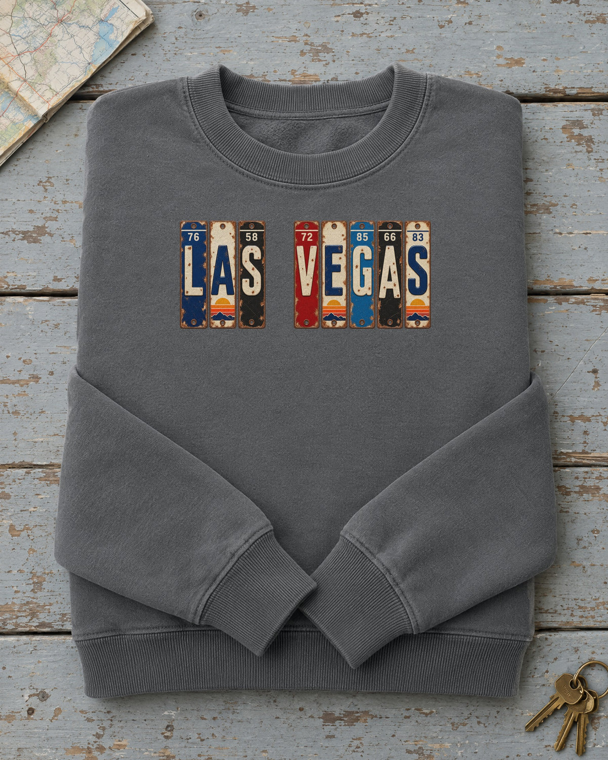 Las Vegas, Nevada vintage license plate sweatshirt in Pepper