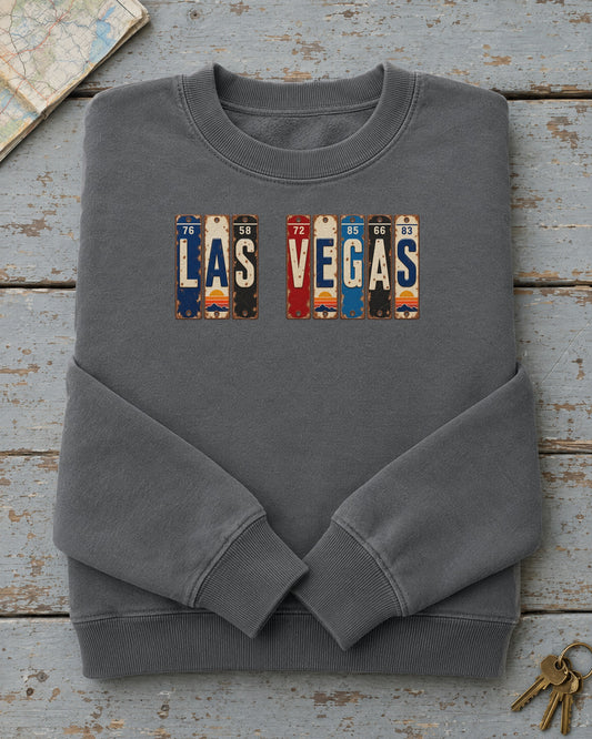 Las Vegas, Nevada vintage license plate sweatshirt in Pepper