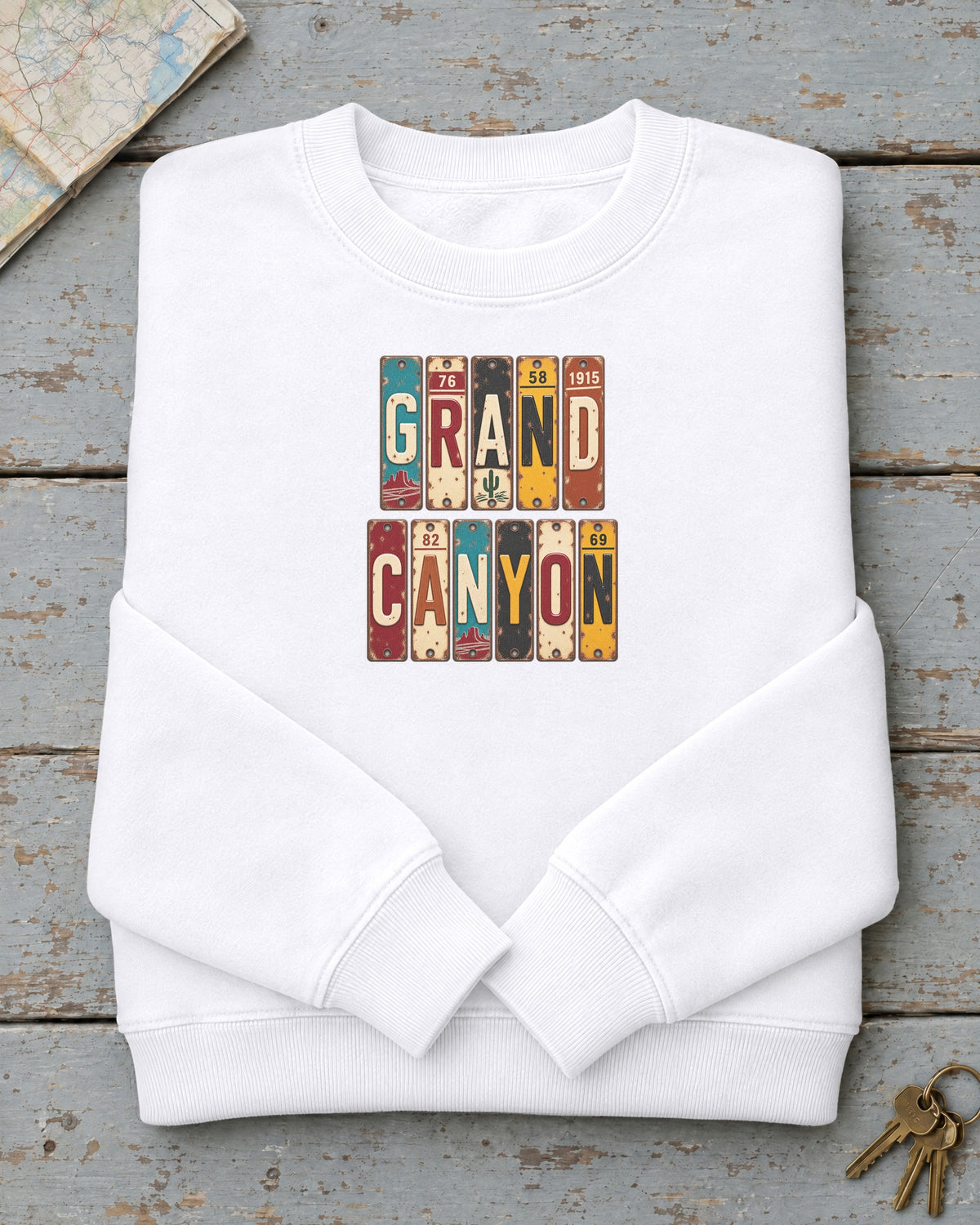 Grand Canyon, Arizona vintage license plate sweatshirt in White