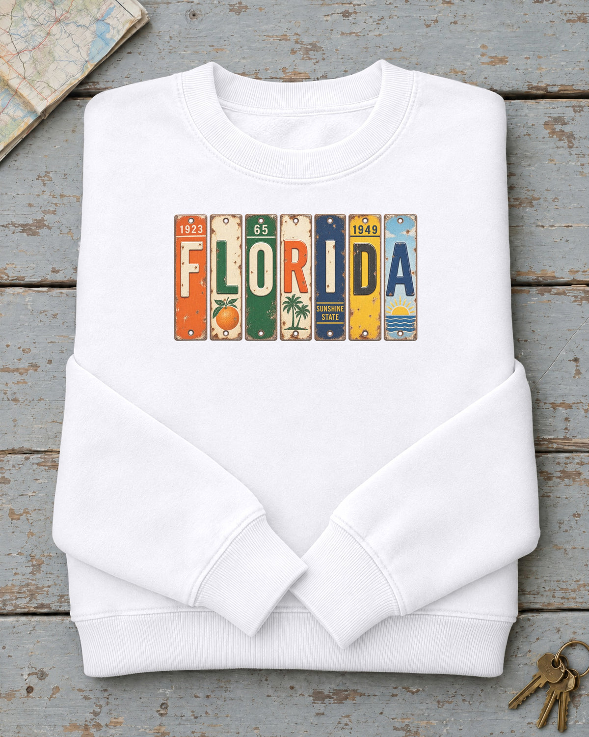 Florida vintage license plate sweatshirt in White