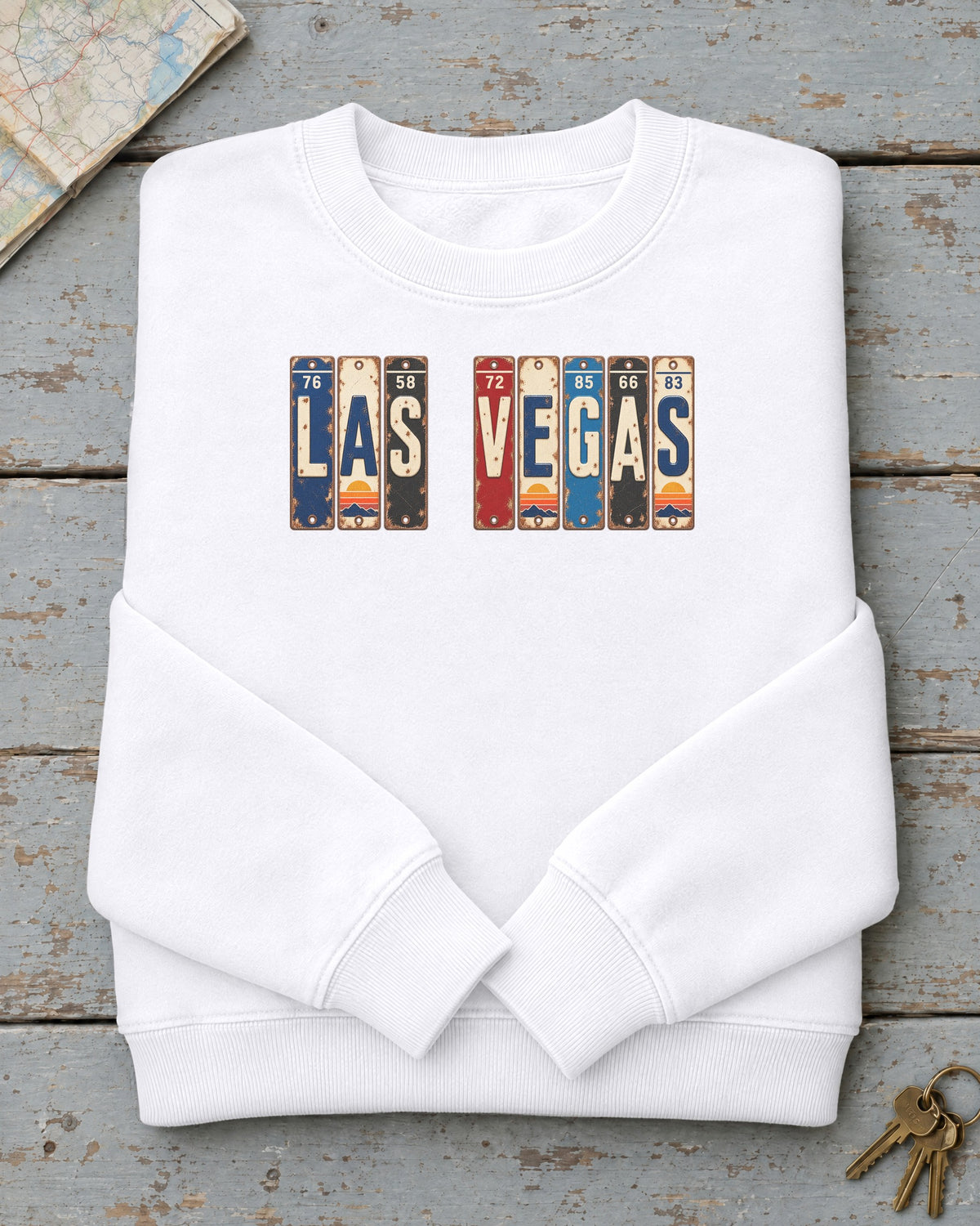 Las Vegas, Nevada vintage license plate sweatshirt in White