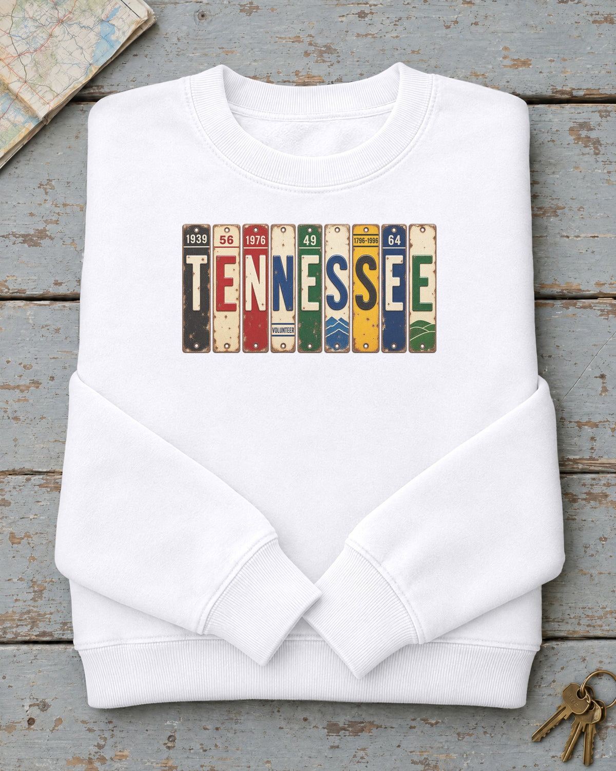 Tennessee vintage license plate sweatshirt in White
