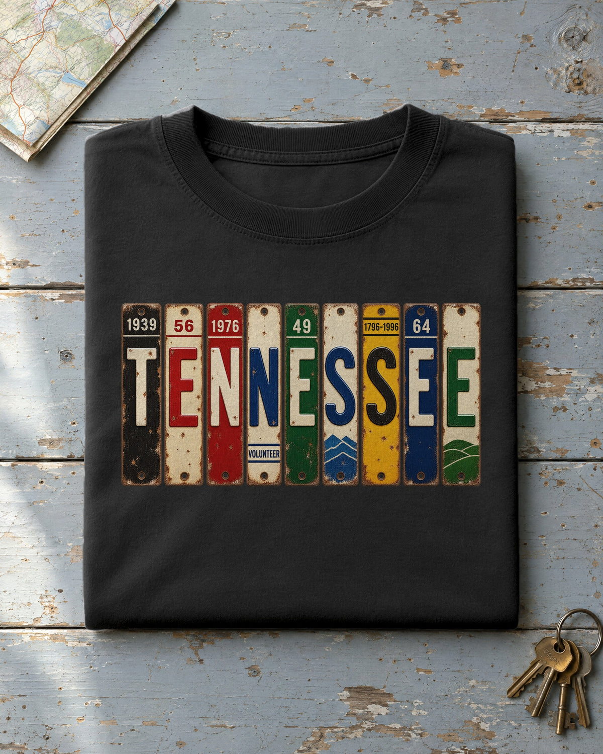 Tennessee vintage license plate t-shirt in Black