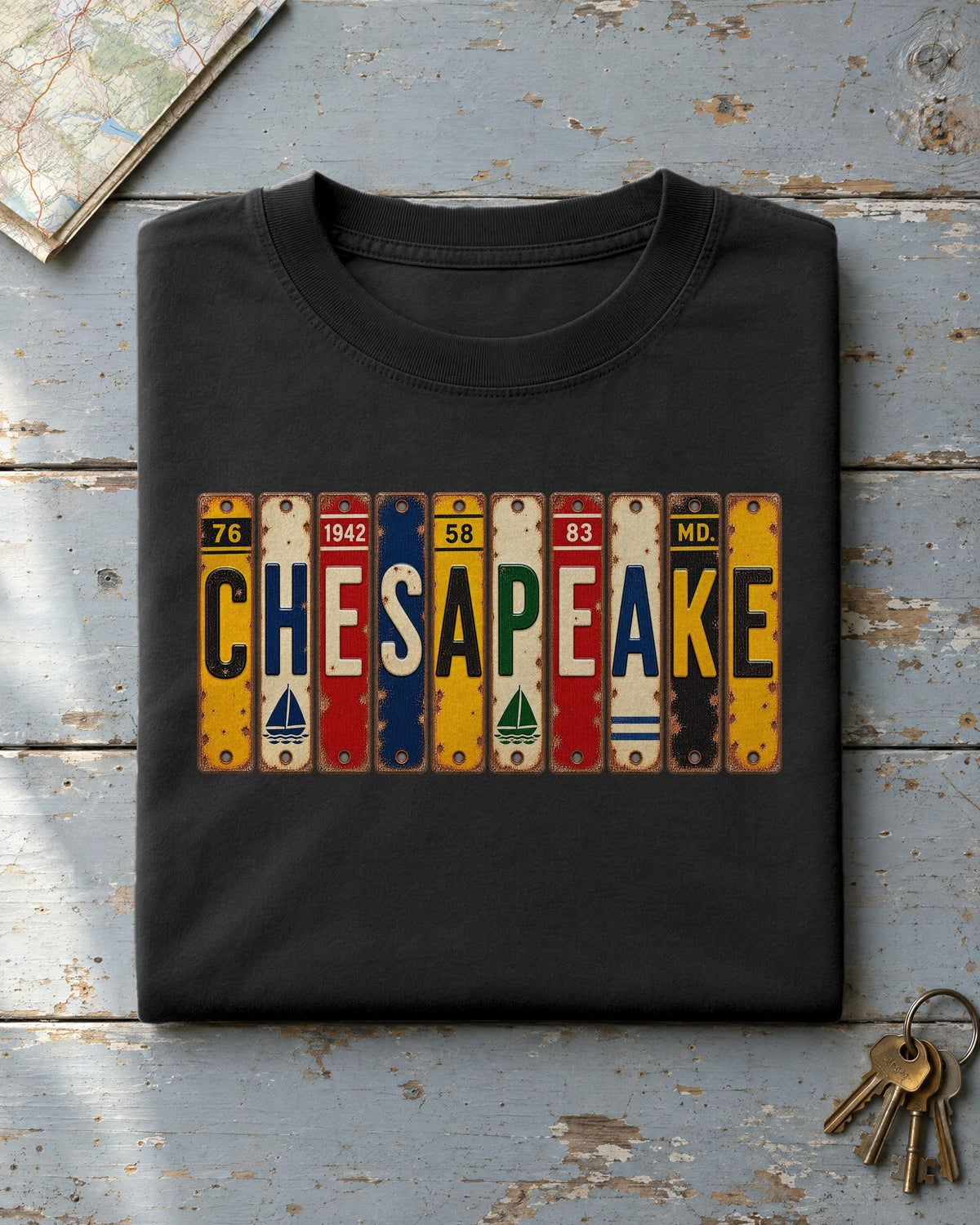 Chesapeake, Maryland vintage license plate t-shirt in Black