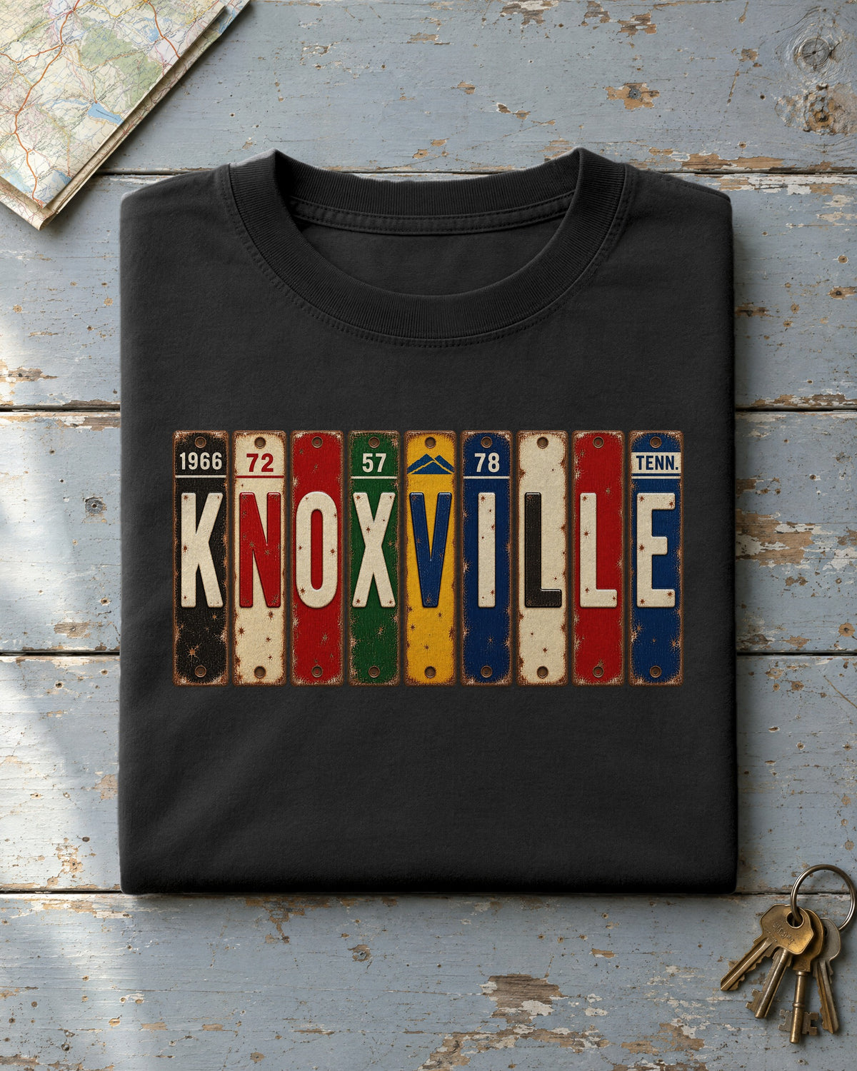 Knoxville, Tennessee vintage license plate t-shirt in Black