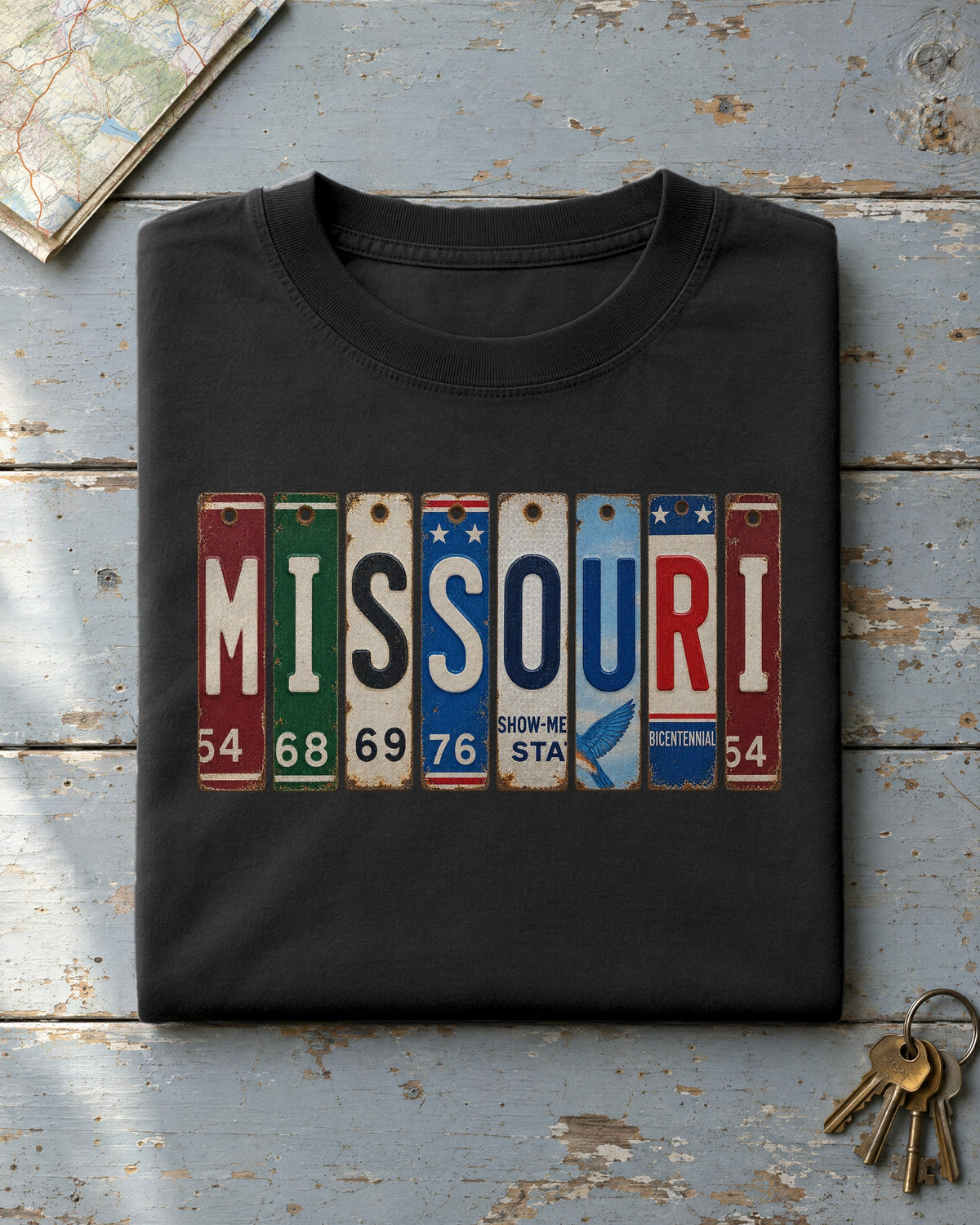 Missouri vintage license plate t-shirt in Black