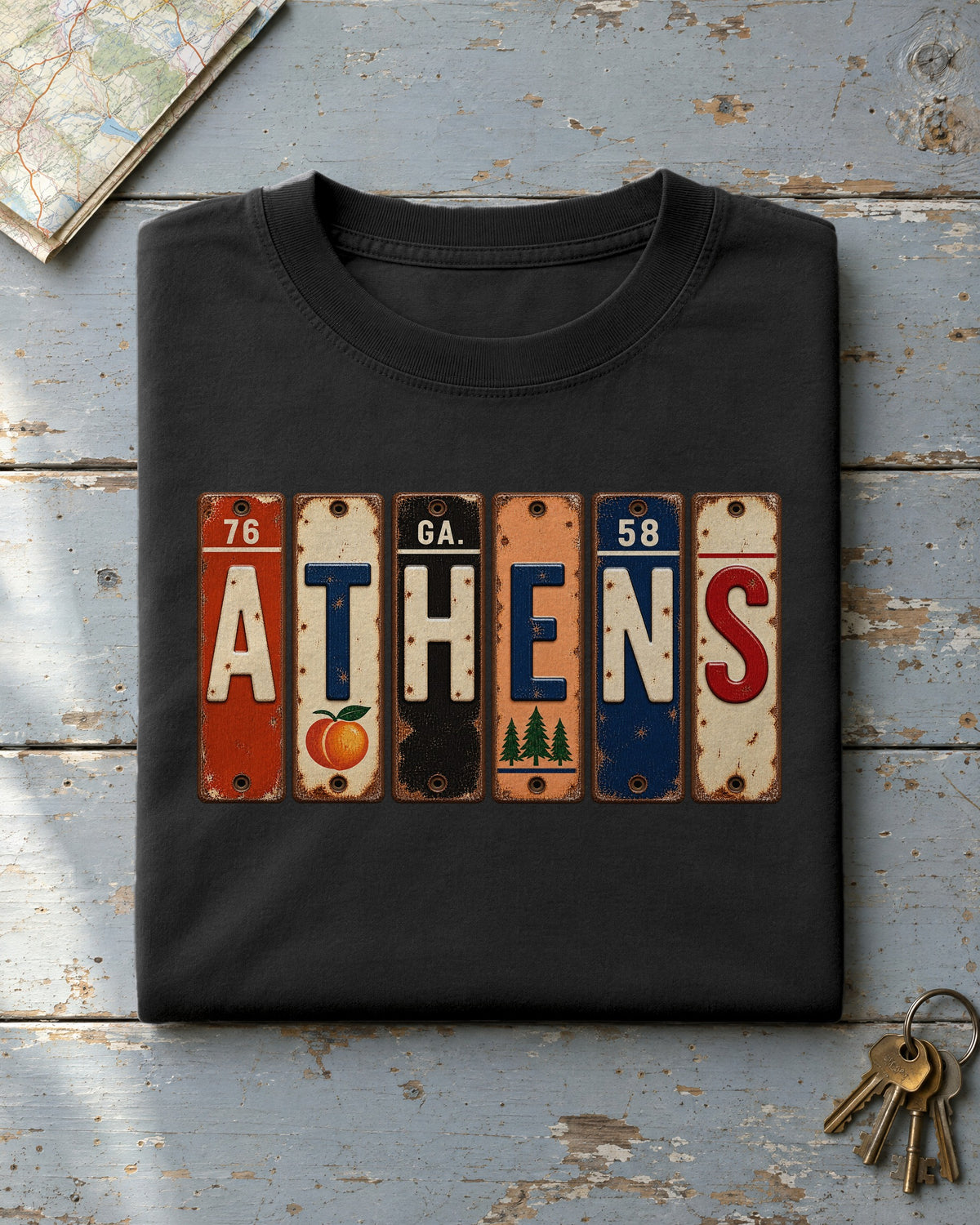 Athens, Georgia vintage license plate t-shirt in Black