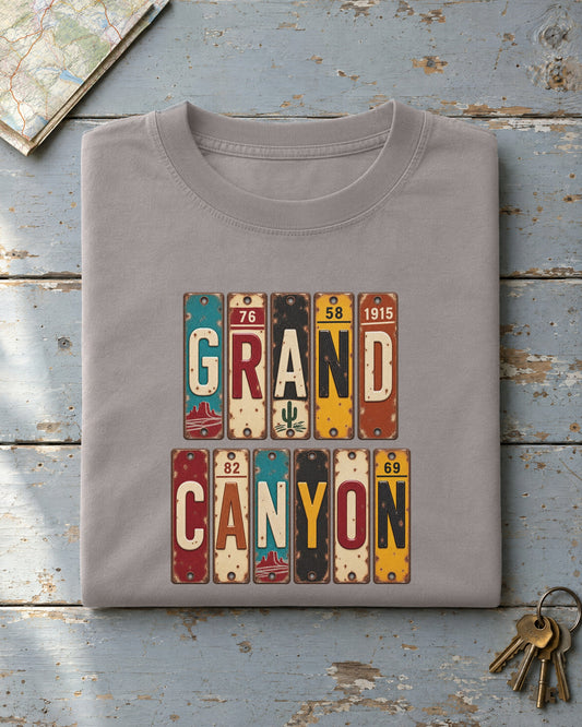 Grand Canyon, Arizona vintage license plate t-shirt in Grey