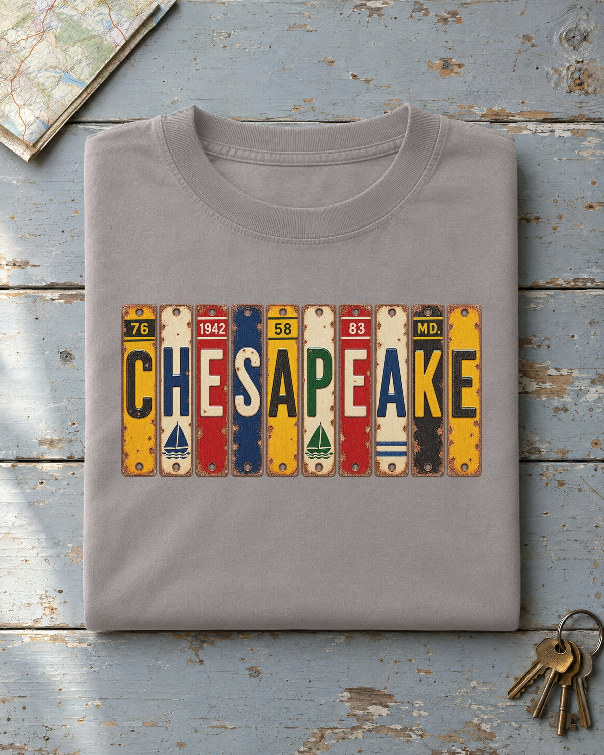 Chesapeake, Maryland vintage license plate t-shirt in Grey