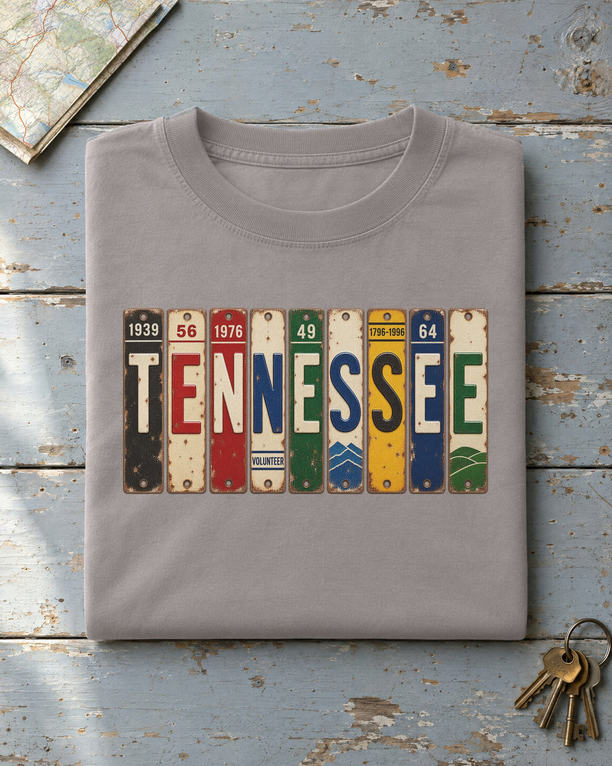 Tennessee vintage license plate t-shirt in Grey