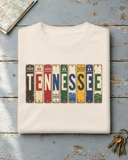 Tennessee vintage license plate t-shirt in Ivory