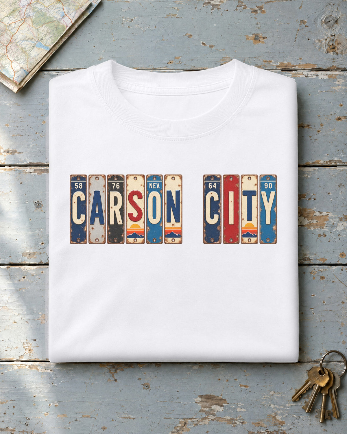 Carson City, Nevada vintage license plate t-shirt in White