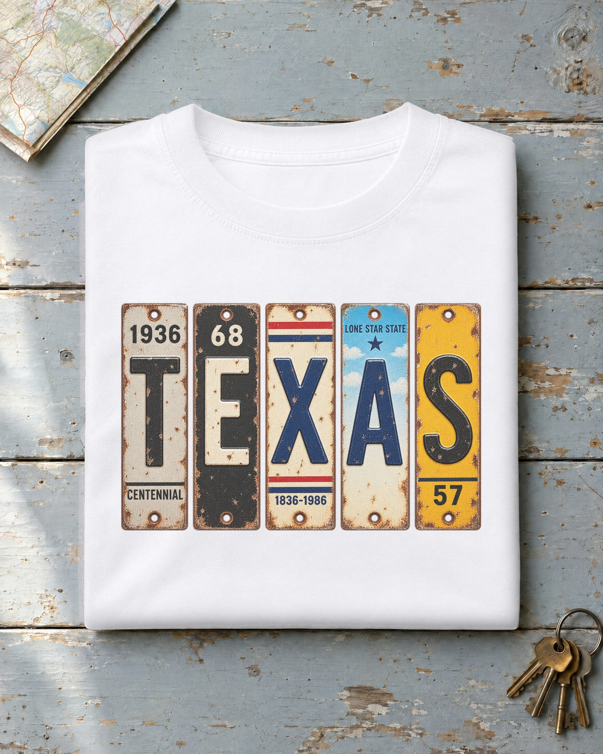 Texas vintage license plate t-shirt in White