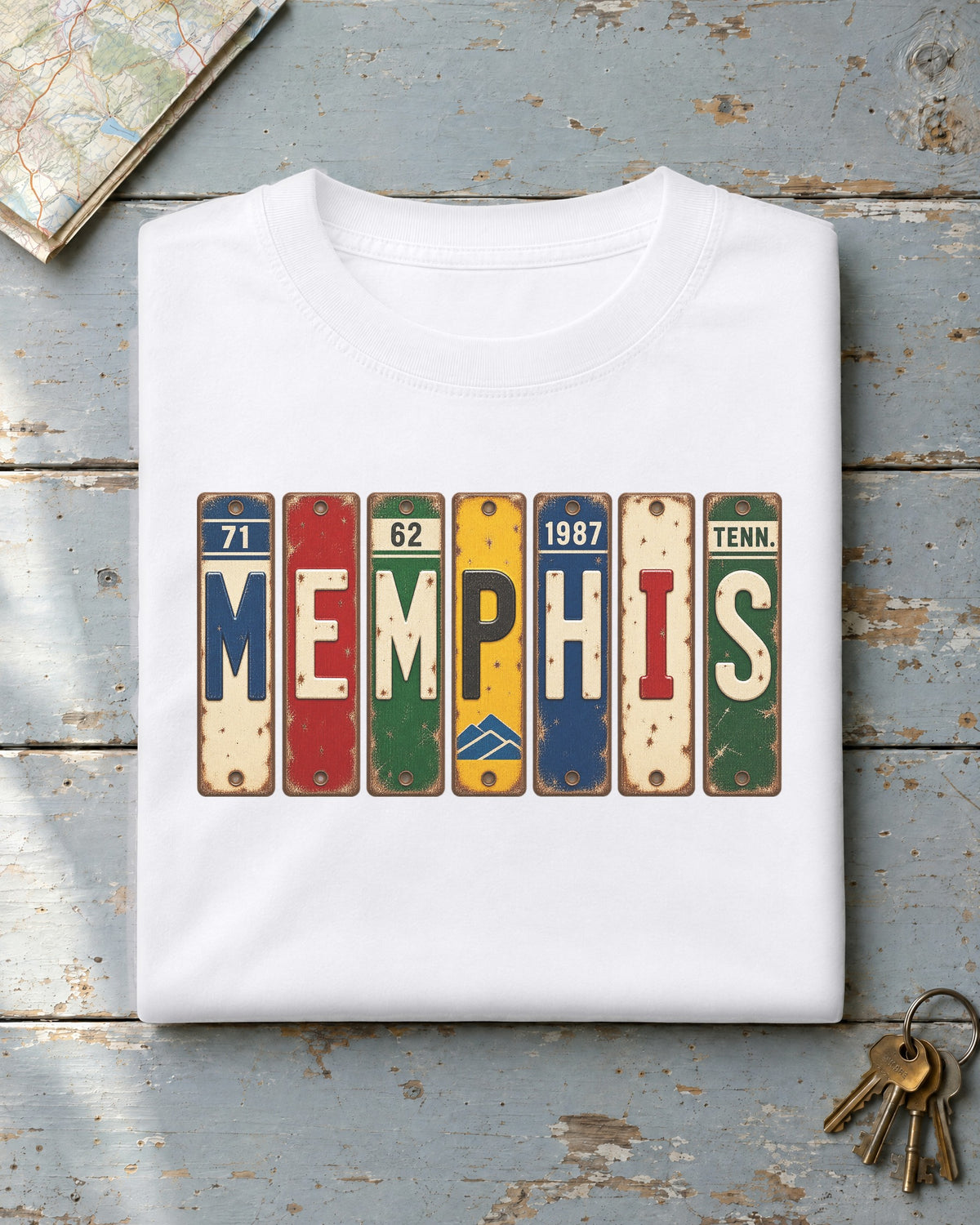 Memphis, Tennessee vintage license plate t-shirt in White