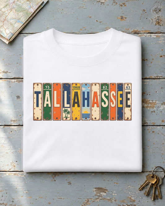 Tallahassee, Florida vintage license plate t-shirt in White