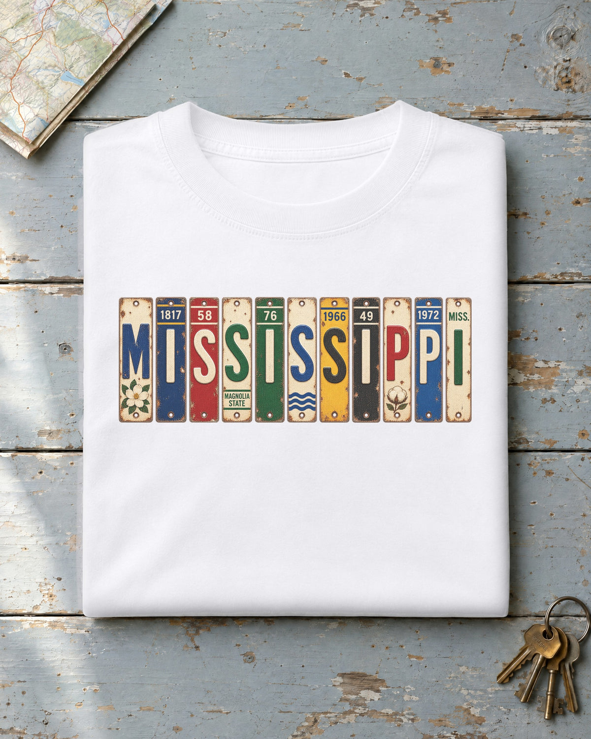 Mississippi vintage license plate t-shirt in White
