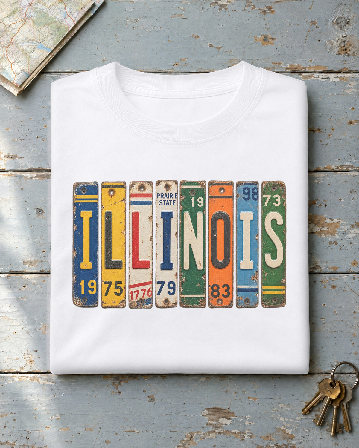 Illinois vintage license plate t-shirt in White