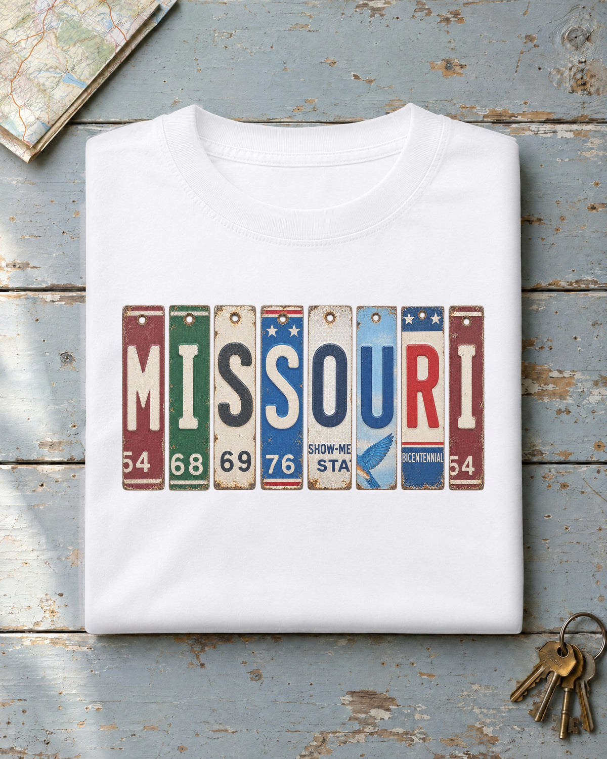Missouri vintage license plate t-shirt in White