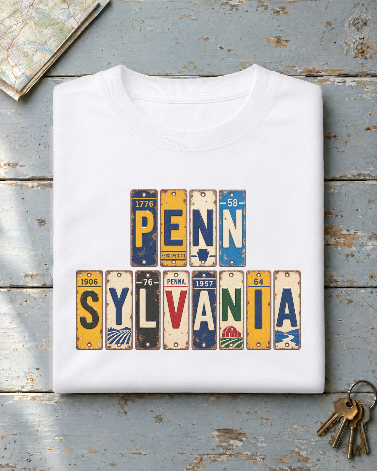 Pennsylvania vintage license plate t-shirt in White