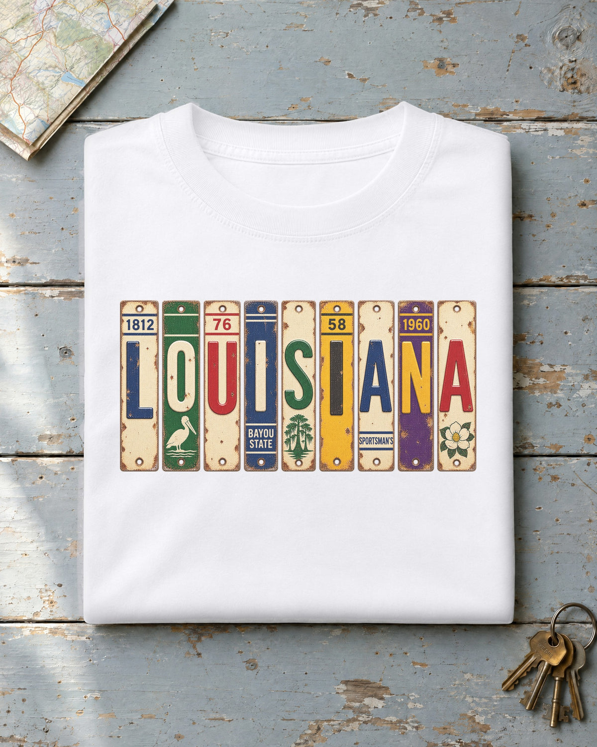 Louisiana vintage license plate t-shirt in White