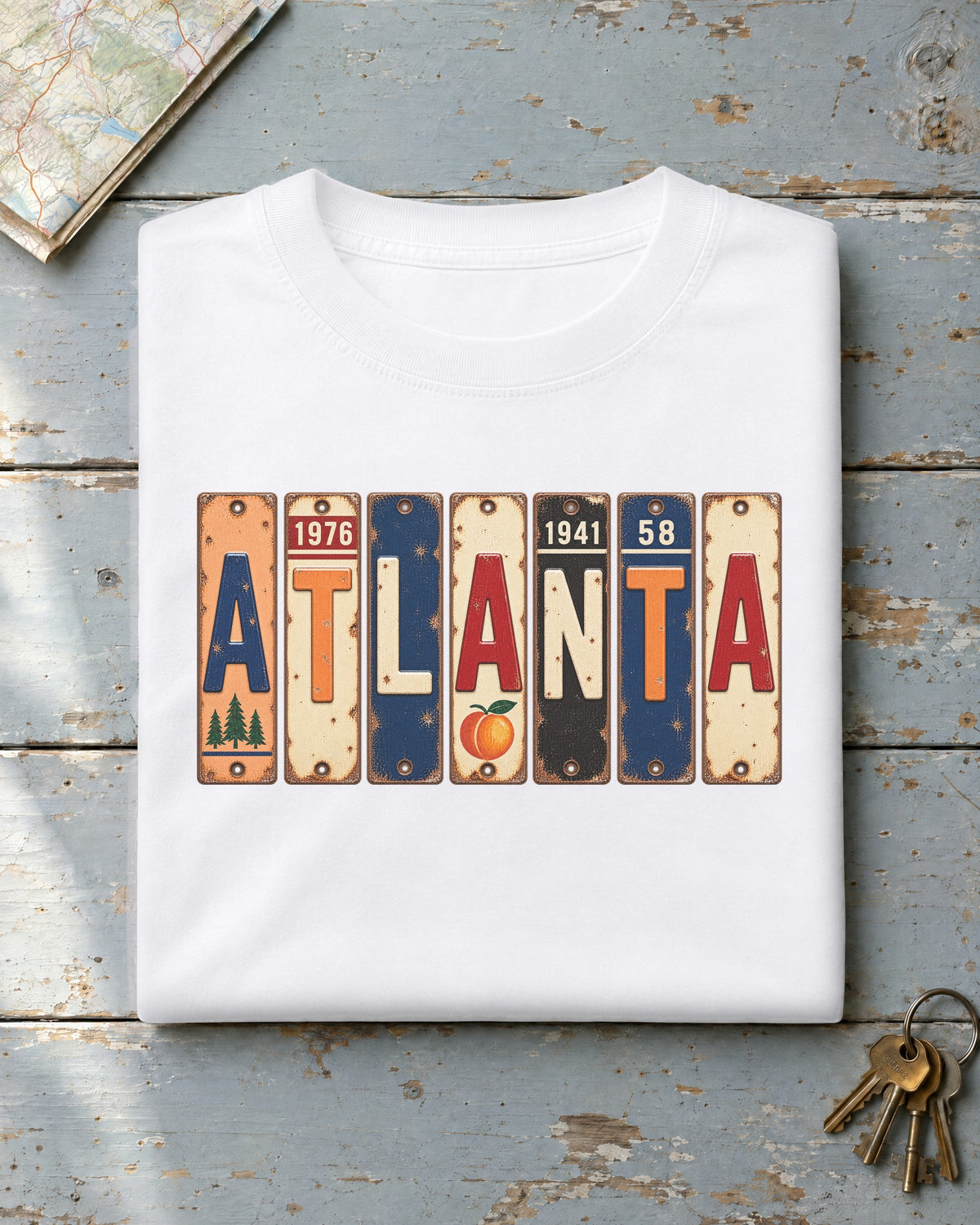 Atlanta, Georgia vintage license plate t-shirt in White