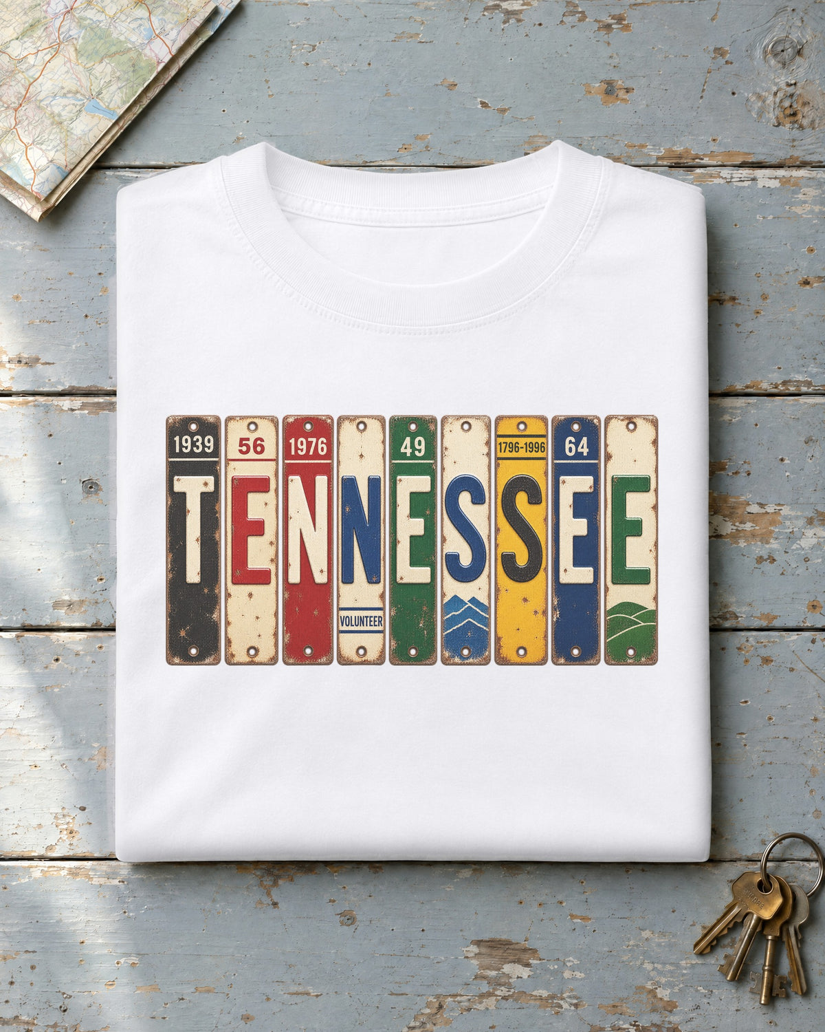 Tennessee vintage license plate t-shirt in White