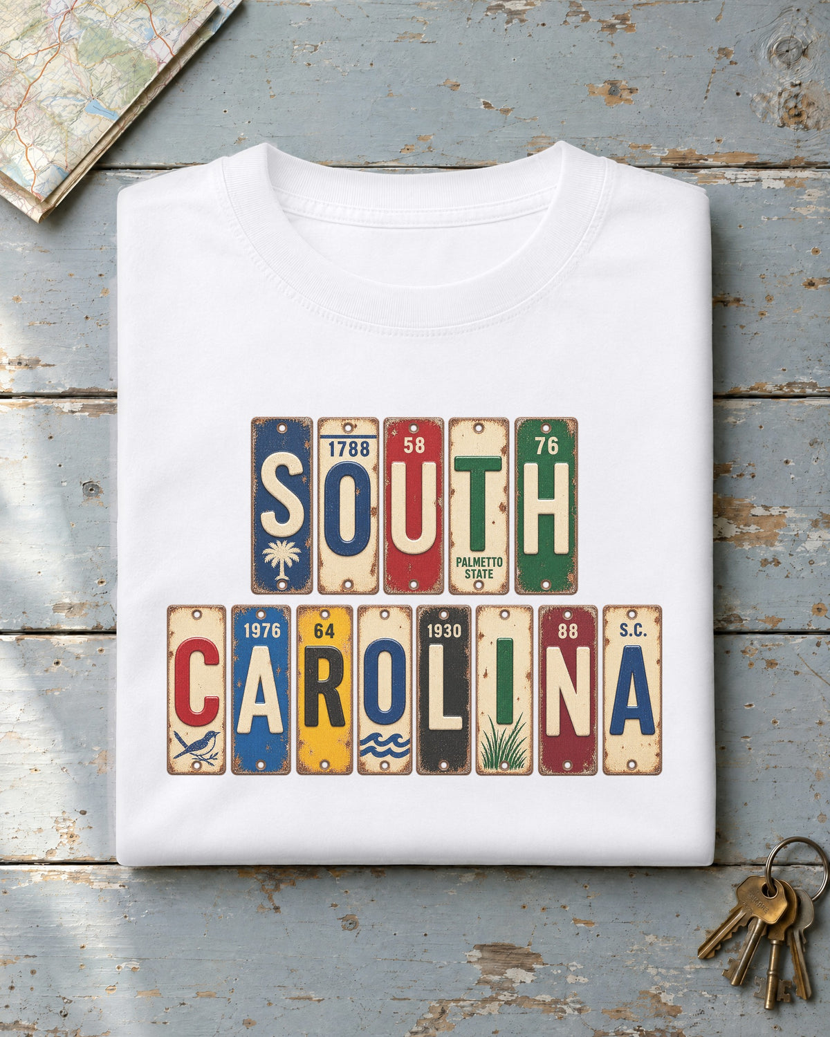 South Carolina vintage license plate t-shirt in White