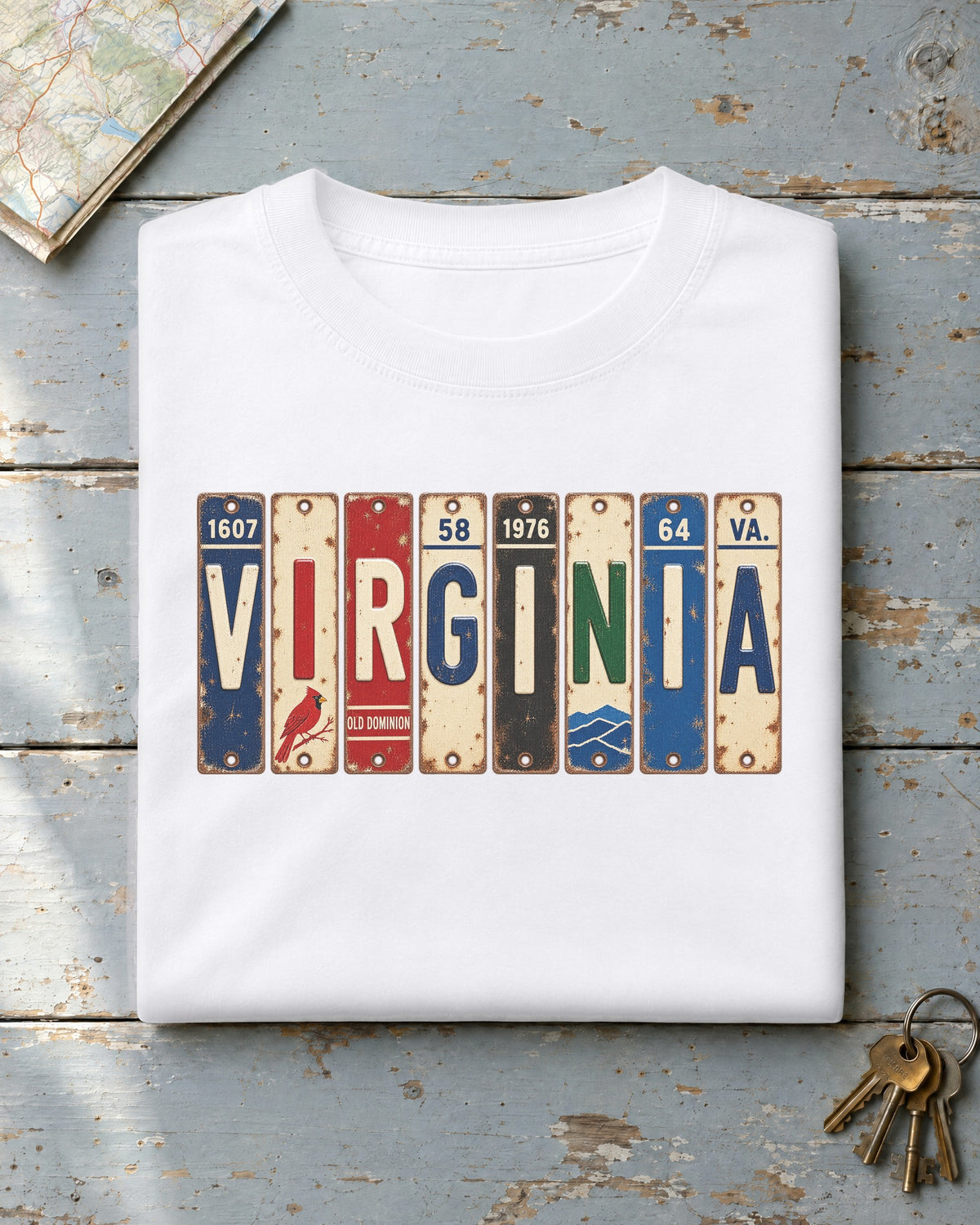 Virginia vintage license plate t-shirt in White