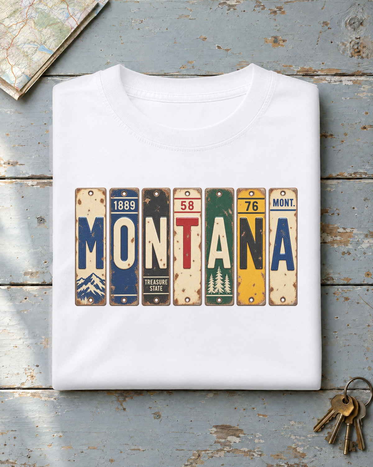 Montana vintage license plate t-shirt in White