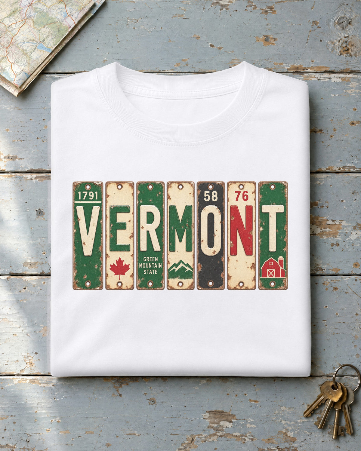 Vermont vintage license plate t-shirt in White