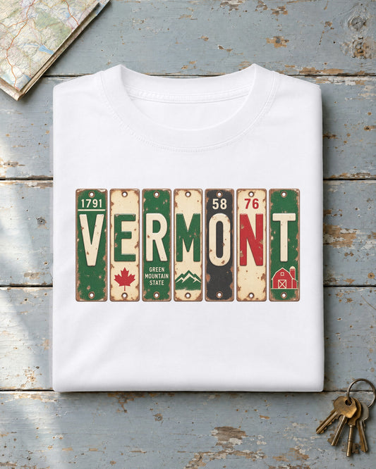 Vermont vintage license plate t-shirt in White