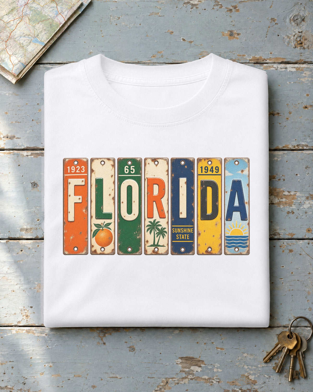 Florida vintage license plate t-shirt in White