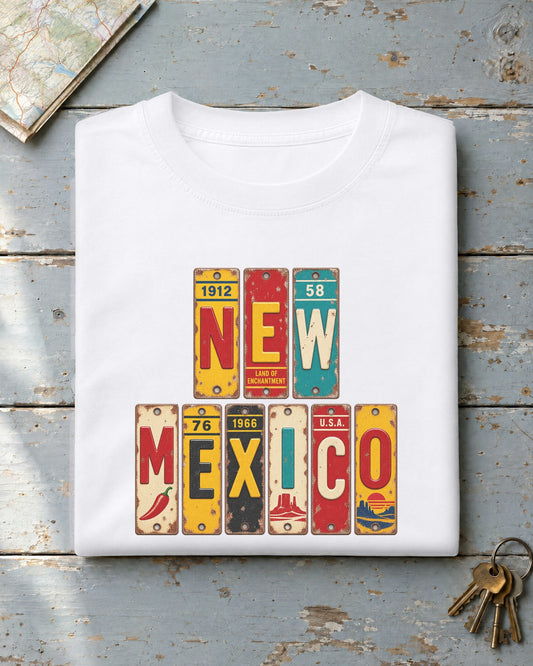 New Mexico vintage license plate t-shirt in White